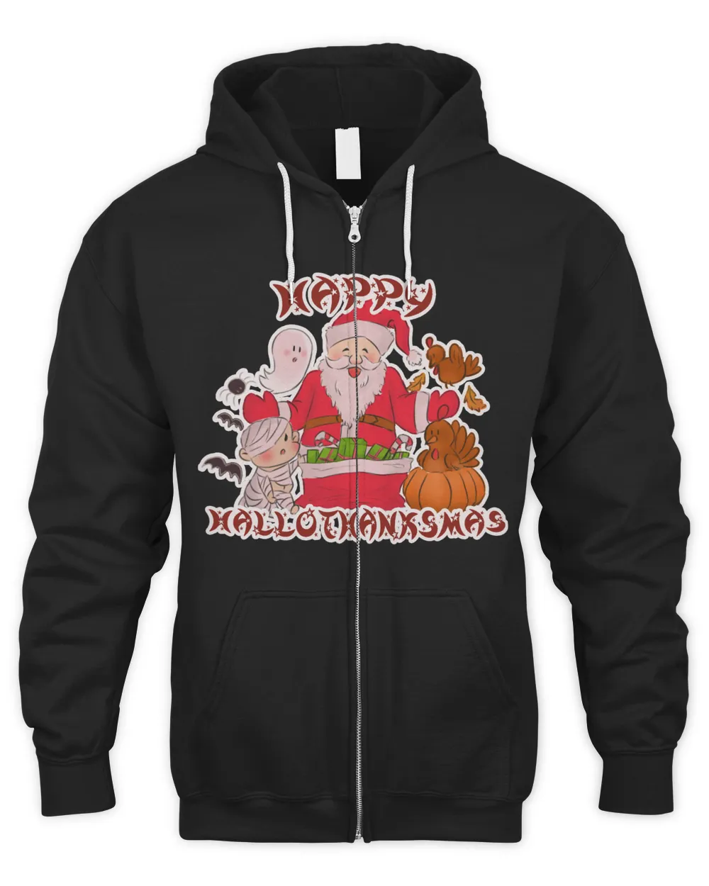 Happy Hallothanksmas 3in1 Three Holidays Halooween Thanksging Christmas