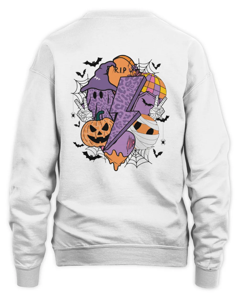 Retro Spooky Season Sweatshirt, Spooky Sweatshirt, Spooky Halloween, Vintage Halloween Shirt, Halloween Bat Shirt, Retro Halloween Shirt Unisex Sweatshirt white s