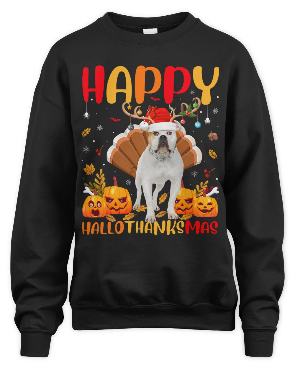 Funny Dog Lover Happy American Bulldog HelloThanksMas