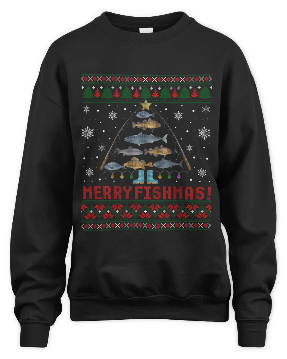 Funny Fishing Christmas (14) Unisex Sweatshirt black s