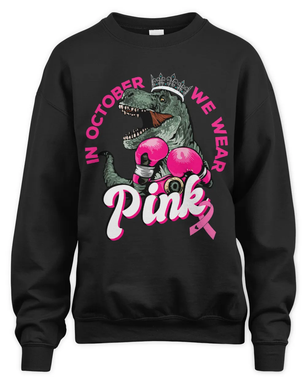 In October We Wear Pink Dinosaur Mom Breast Cancer Halloween 2