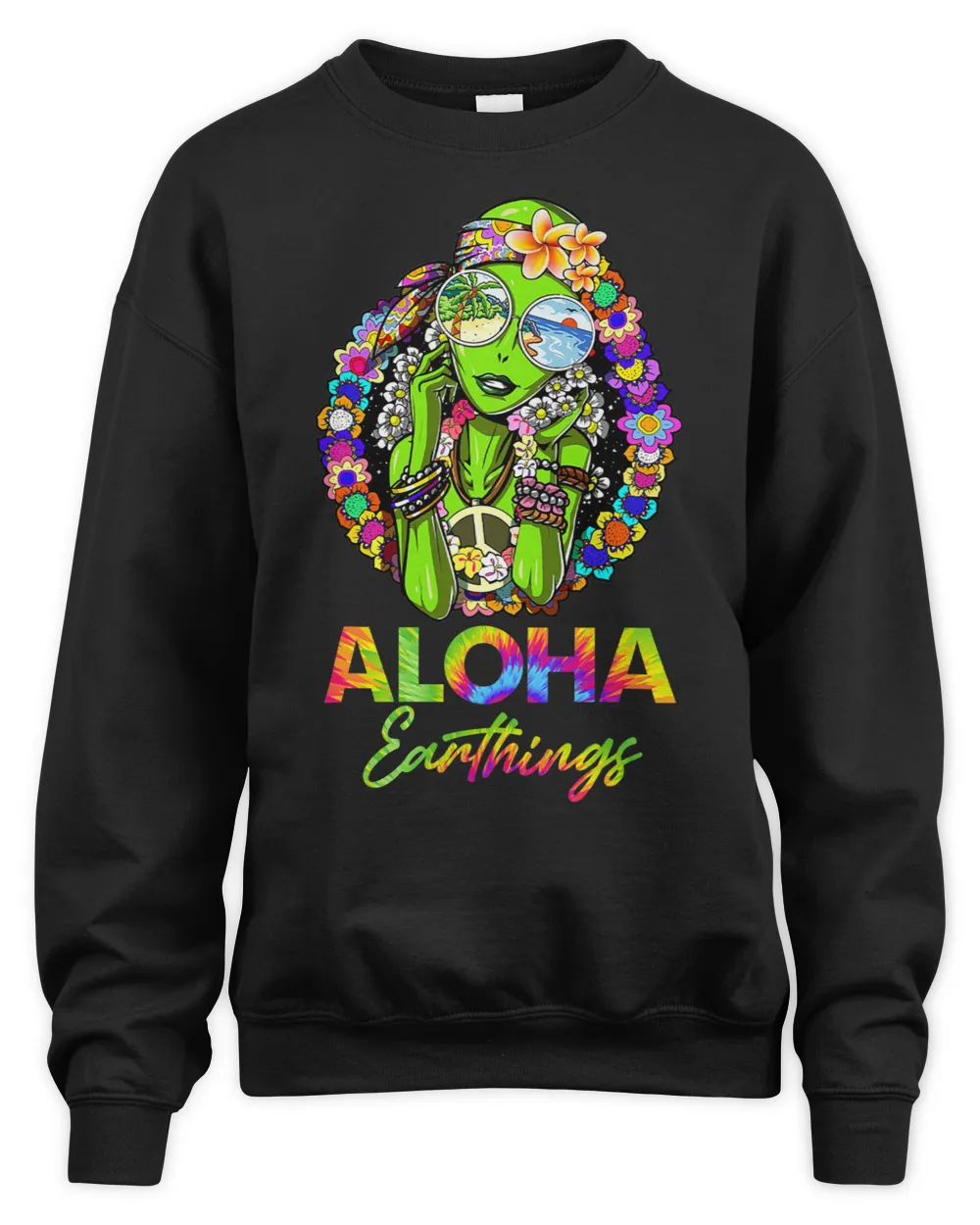 Aloha Earthlings 2Tie Dye Hippie Flowers Summer Alien
