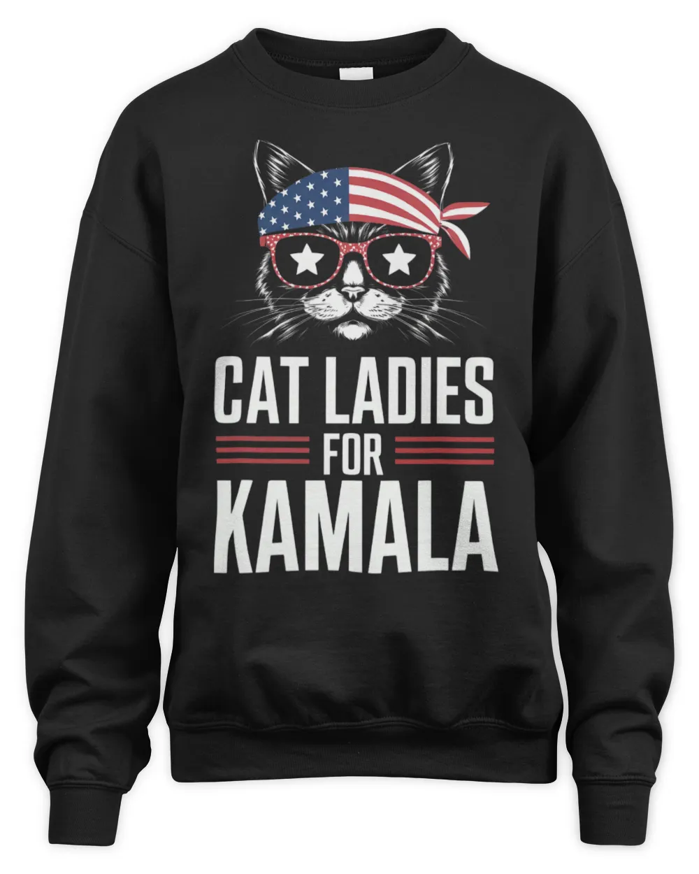 SH109 Cat Ladies for Kamala Funny Cat 2024 President Kamala-Harris T-Shirt Unisex Sweatshirt black s
