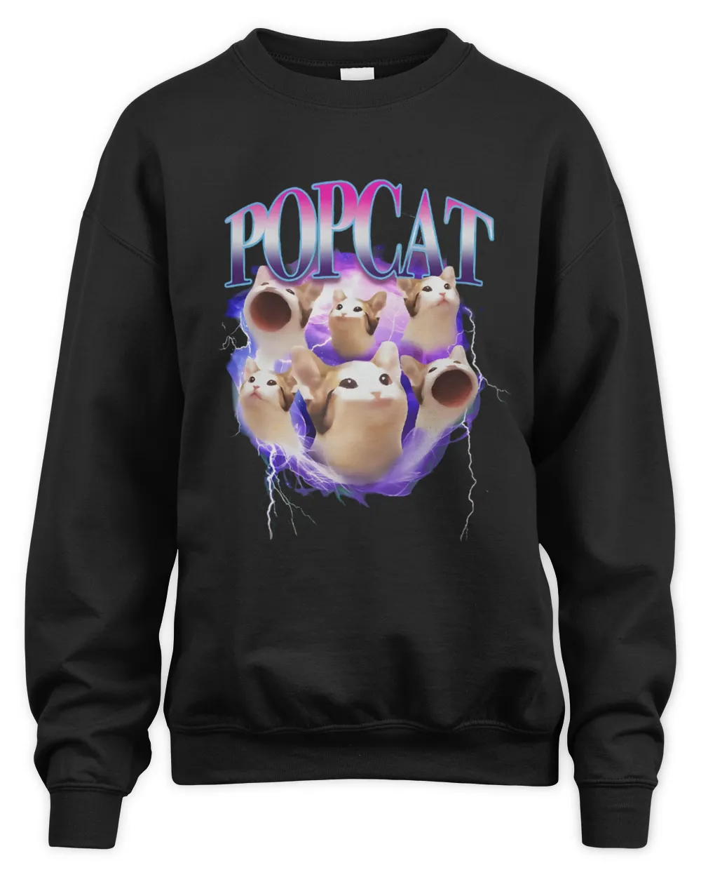 Popcat Cute Cat Popcat Funny Meme Coin For Cat Lover Unisex Sweatshirt black s