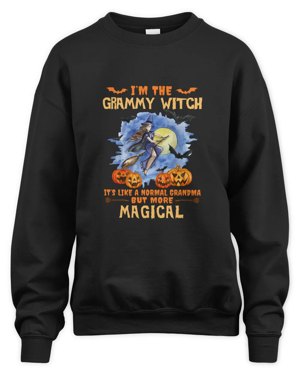 I'm the Grammy witch it's like a normal grandma but more magical, demon bats witch riding broom pumpkin Women's Premium Slim Fit Tee