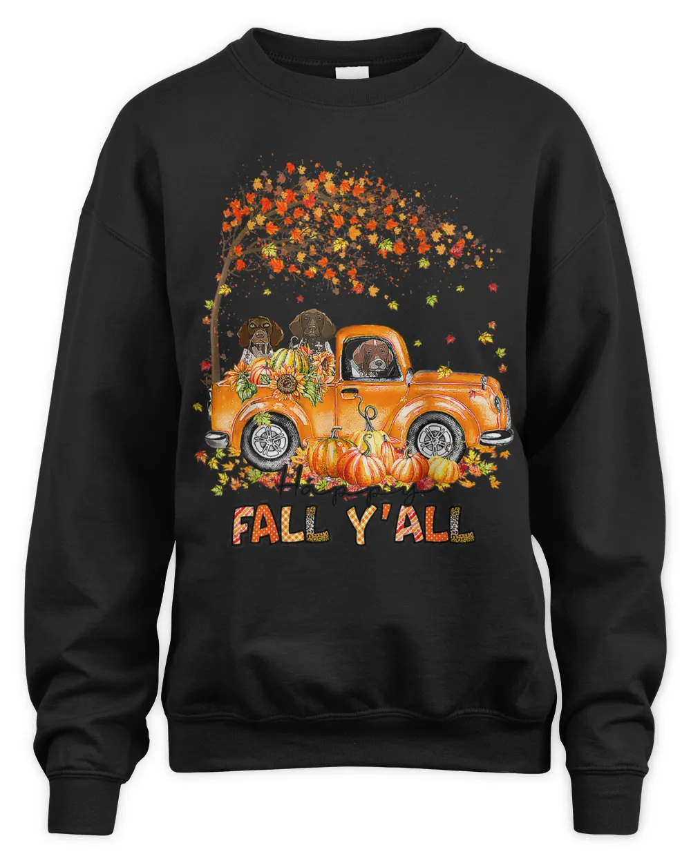 Happy Fall Yall German Shorthaired Riding Truck Pumpkin143