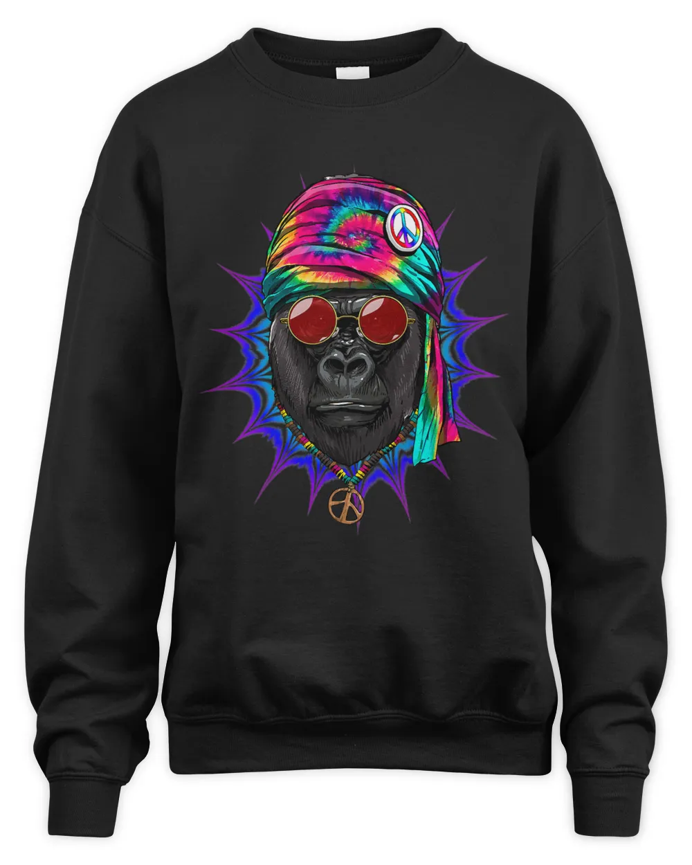 Tie Dye Hippie Gorilla Hippiness Peace Love Gorilla 673