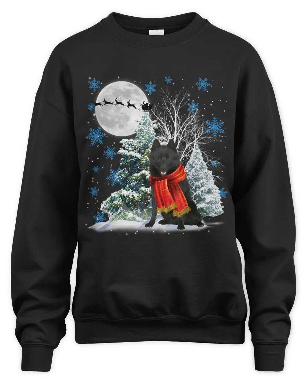 Schipperke Under Moonlight Snow Christmas Pajama 56