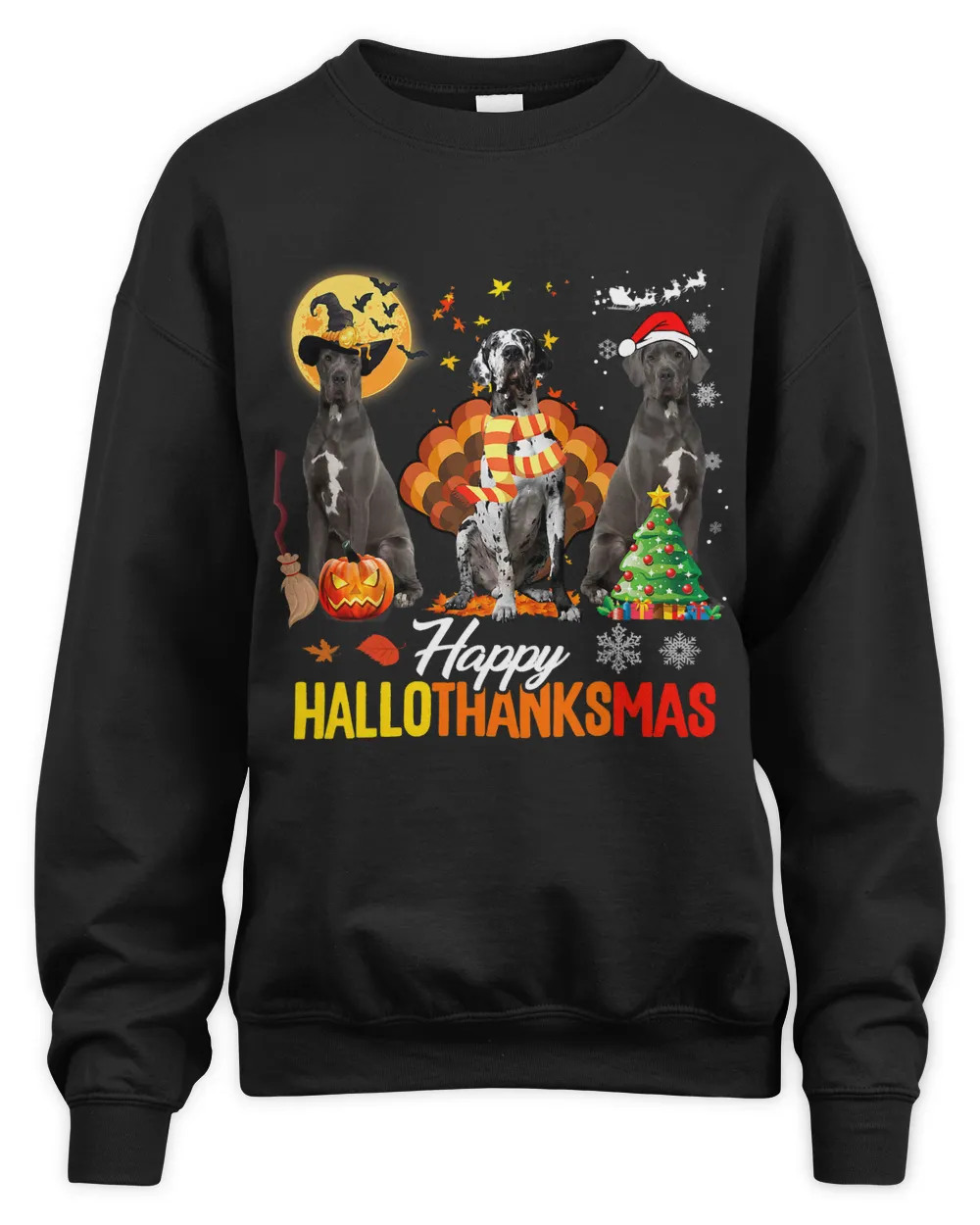 Great Dane Happy Hallothanksmas Halloween Thanksgiving Xmas 474