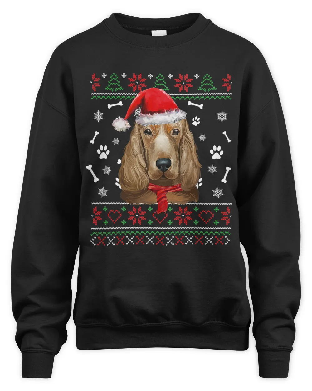 Ugly Sweater Christmas Cocker Spaniel Santa Hat Pajama Xmas