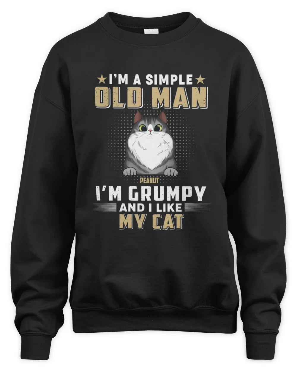 Simple Old Man Cat - Personalized Custom QTCAT040223A1