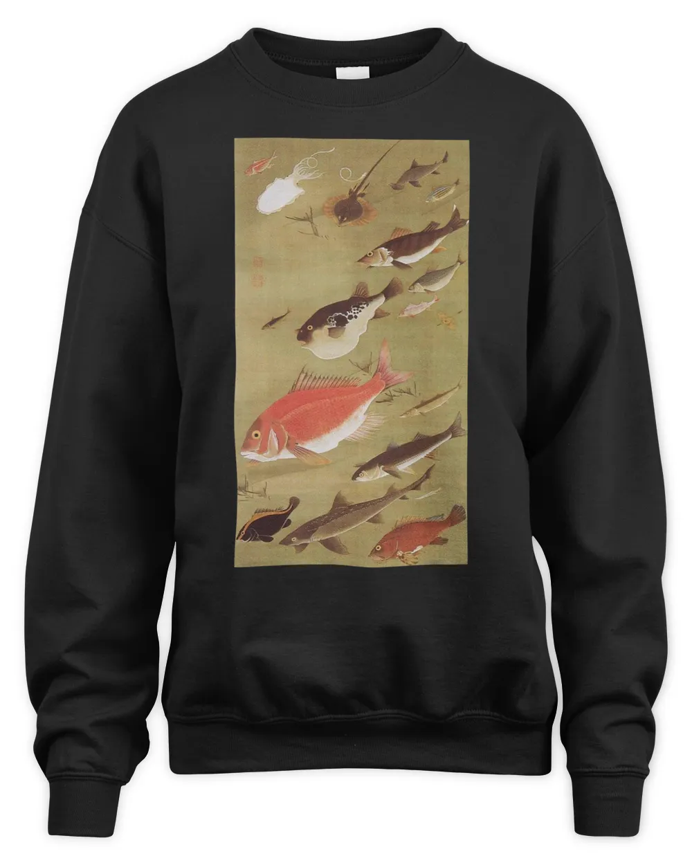Fish Artistic Tee for Japanese Arts Enthusiasts
