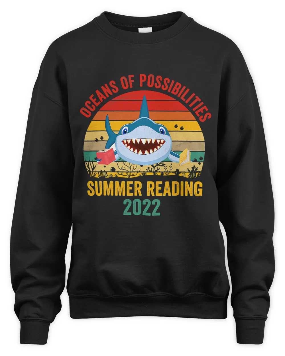 Summer Reading Vintage Retro Teacher Shark Book