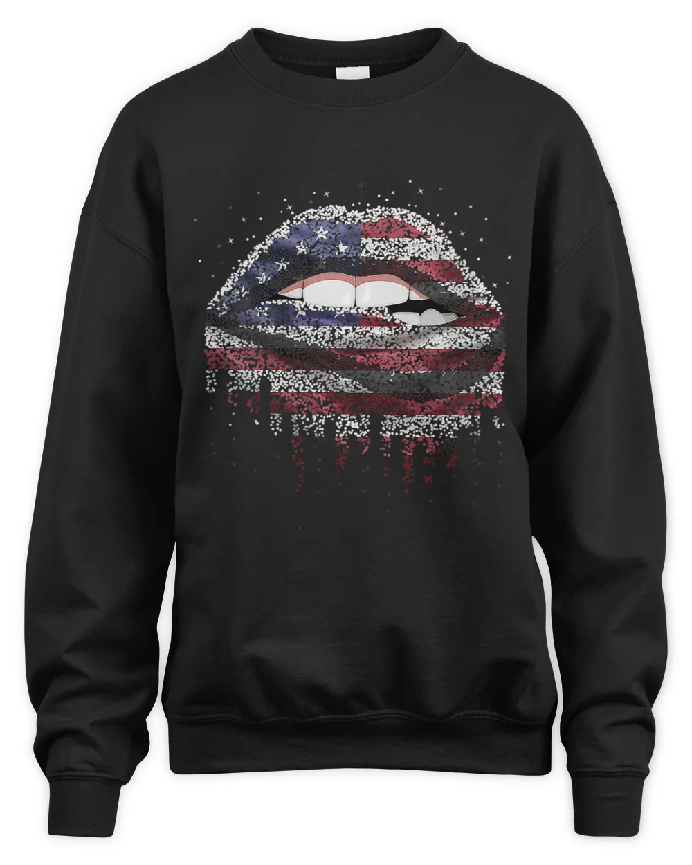 American Flag Biting Lip 4th Of July USA America Unisex Sweatshirt black s