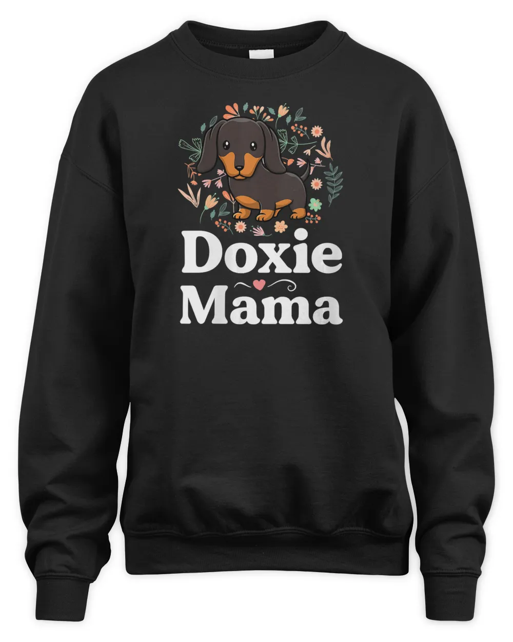 Womens Doxie Mama Floral Dachshund Mom Shirt Mother Dog Lover V-Neck T-Shirt