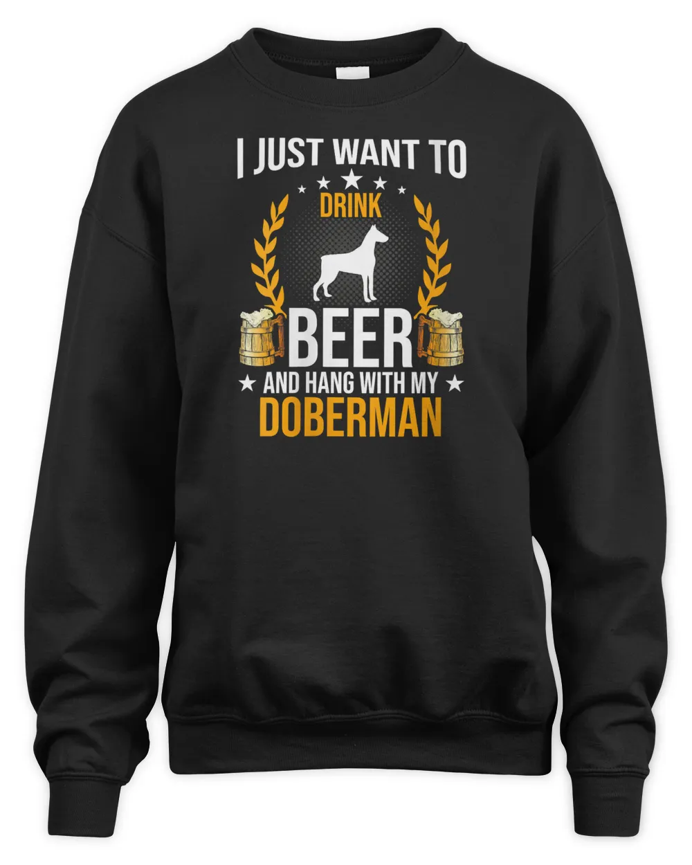 Womens Drink Beer And Hang With My Doberman Dog Lover V-Neck T-Shirt