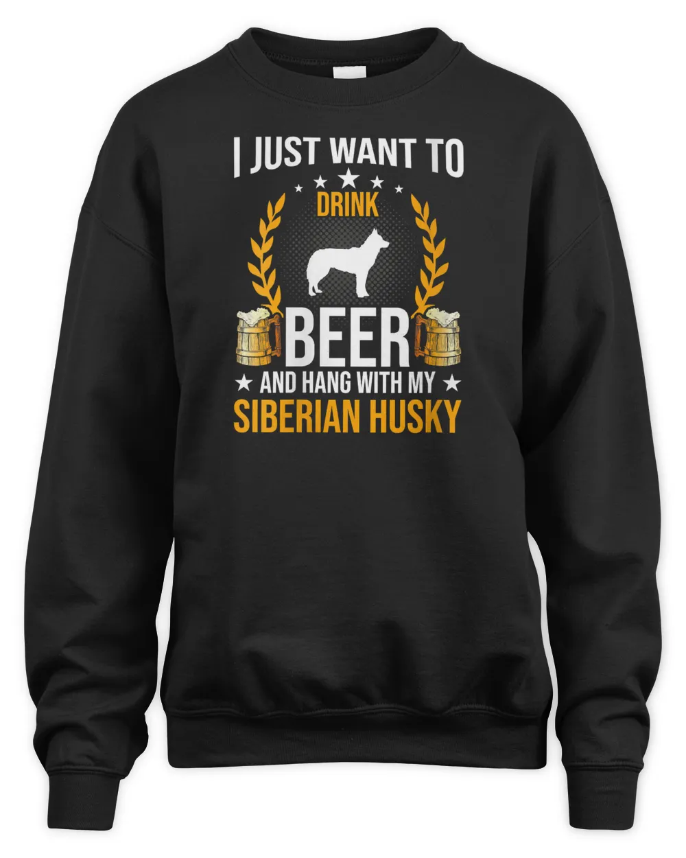 Womens Drink Beer And Hang With My Siberian Husky Dog Lover V-Neck T-Shirt