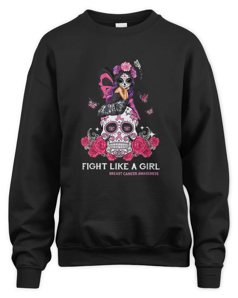 Sugar Skull Fight Breast Cancer Awareness Like A Girl