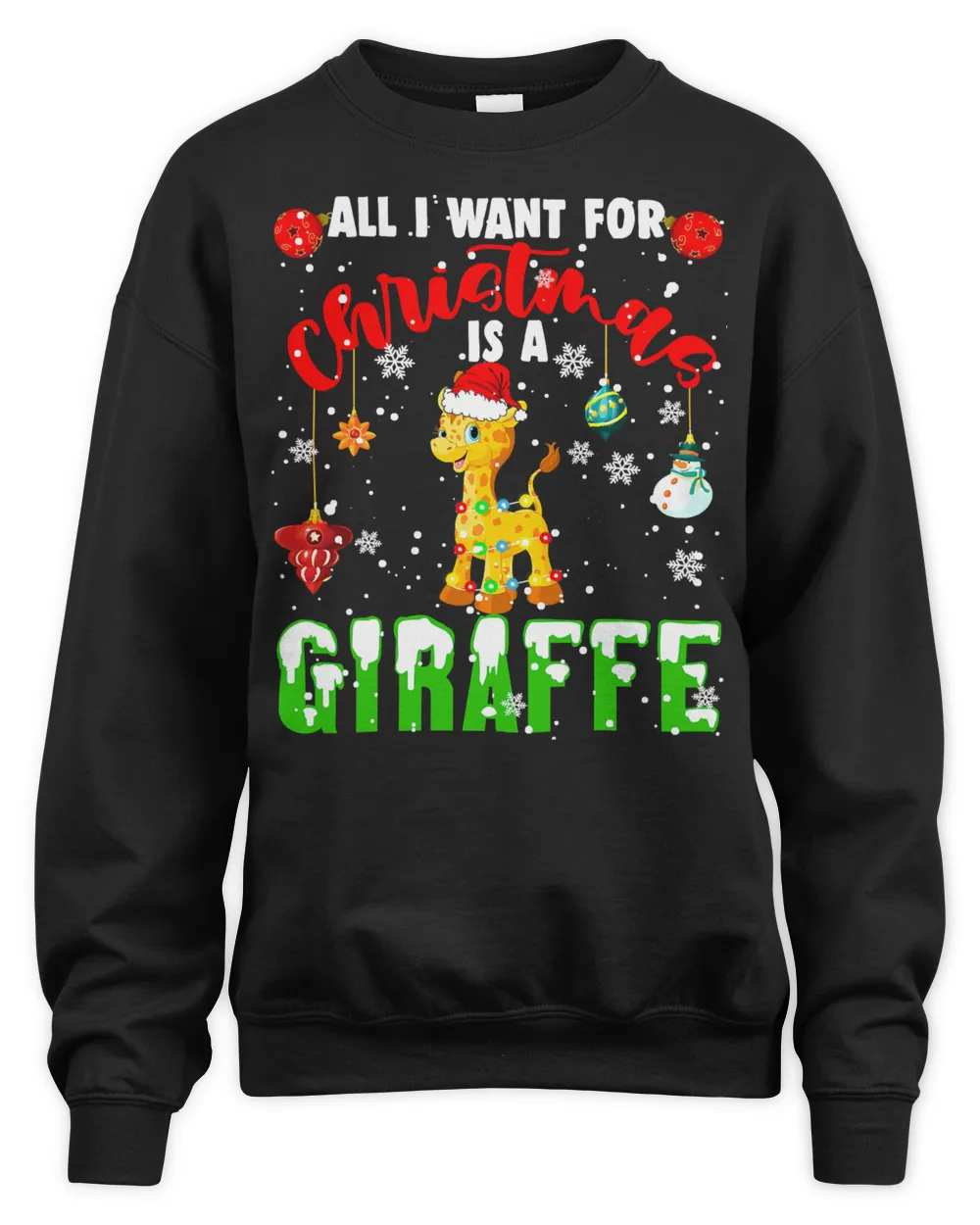Giraffe All I Want For Christmas Is A Giraffe Santa Giraffe Animal 234