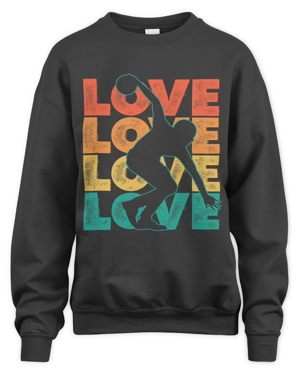 Retro Bowling Love Word Theme Graphic Design Bowler