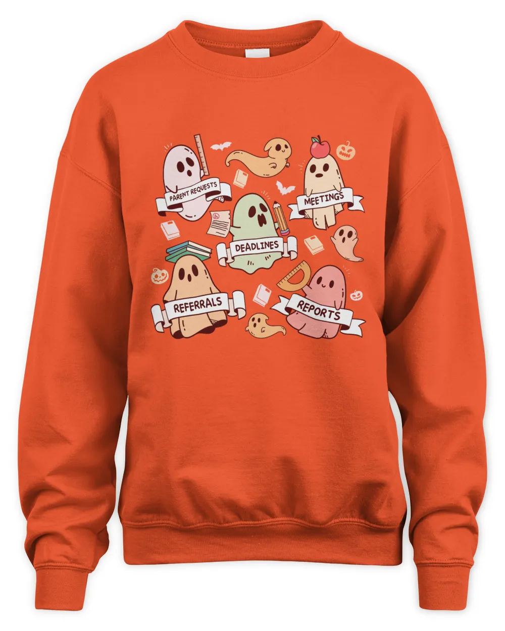 School Teacher Halloween Comfort Colors Shirt Top Light Color Unisex Sweatshirt orange s