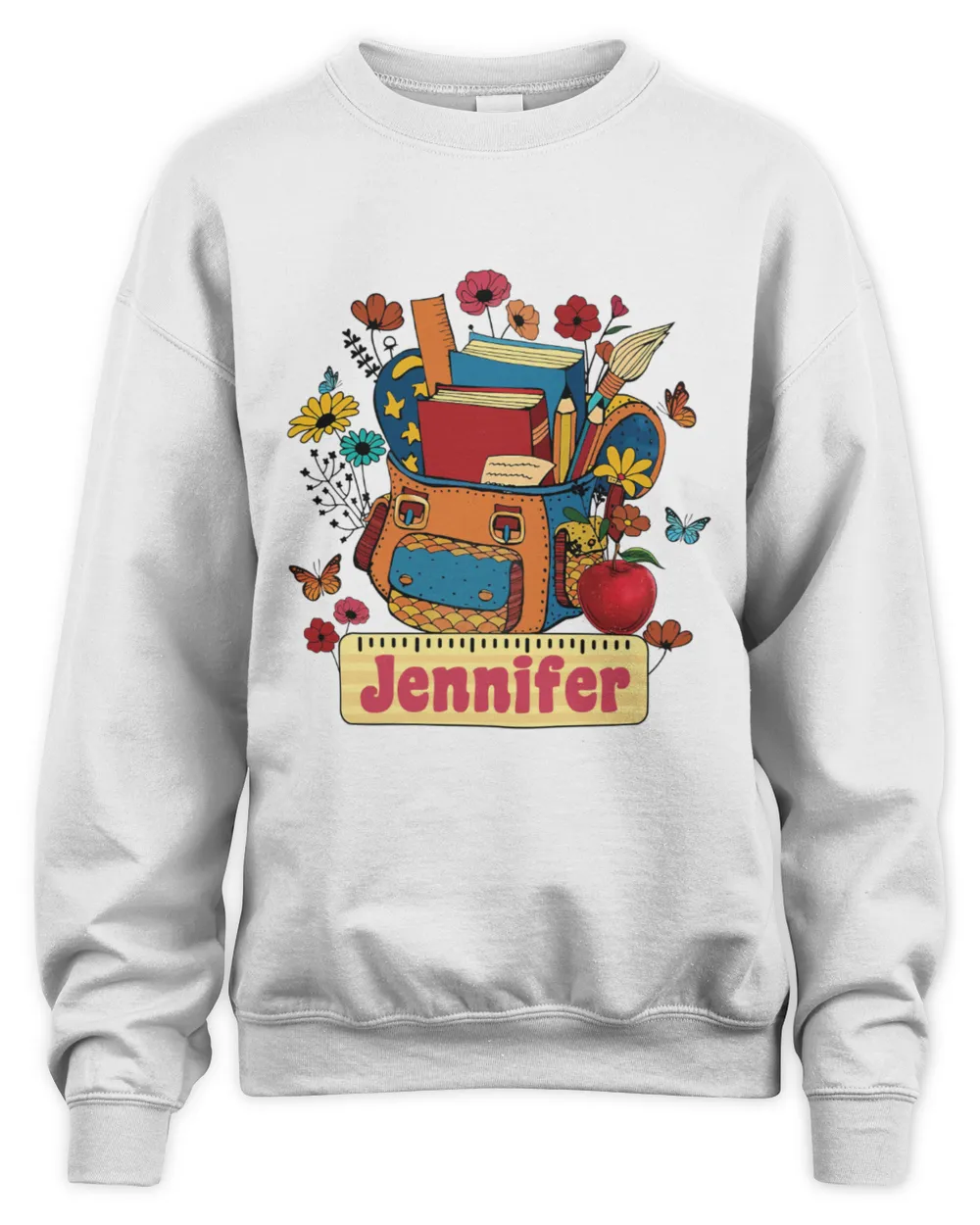 Custom Teacher Shirt, Teacher Team Shirts, Personalized School, Teacher Gift, Customized Name Teacher Shirt, Teacher Wildflower Shirt Unisex Sweatshirt white s