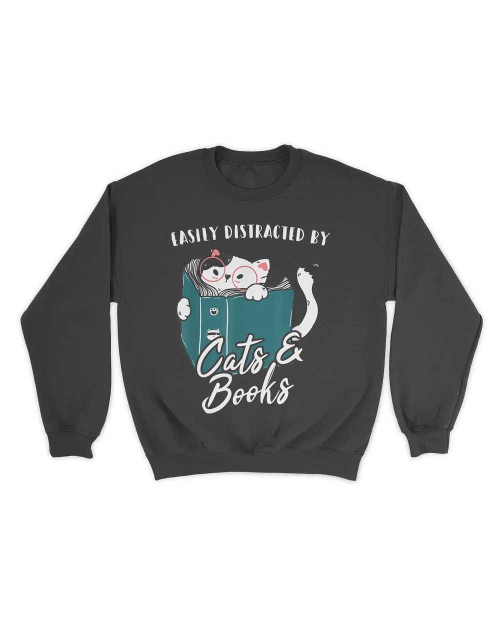 Easily Distracted By Cats And Books Funny Cat Lover Gift QTCATB191222A7