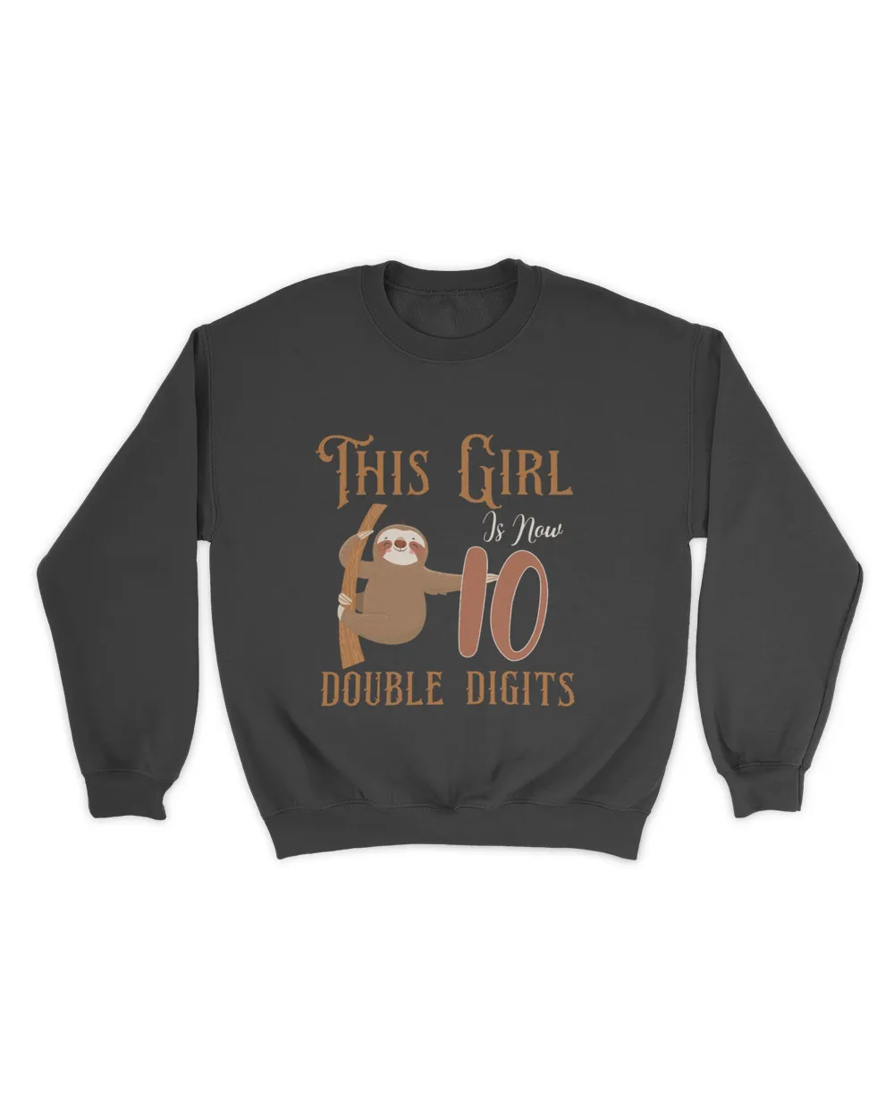 RD This Girl Is Now 10 Double Digits 10th birthday Sloth Lovers Shirt