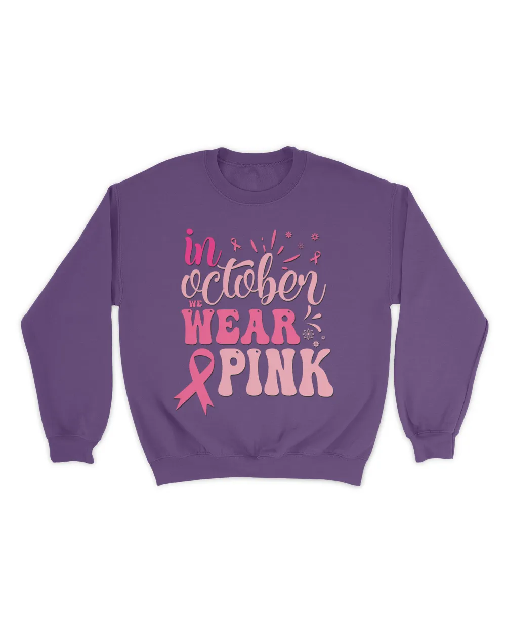 In October We Wear Pink Retro Groovy Vintage Breast Cancer