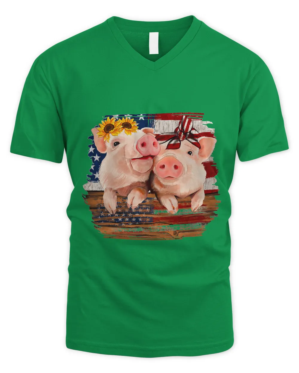 Cute Pig Animals Farm Patriotic American Flag 4th July 71