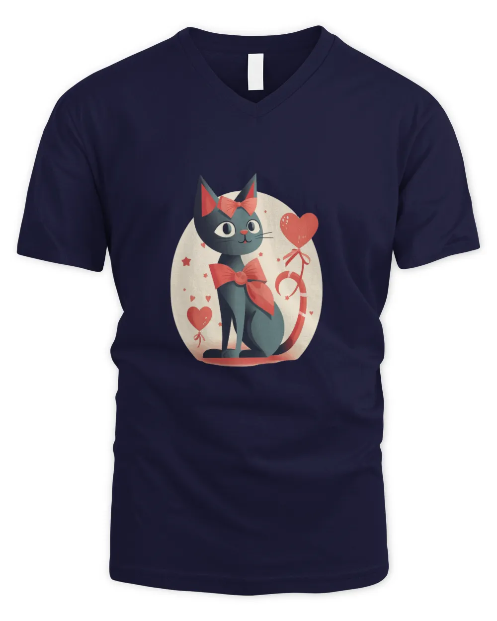 Valentine's Day Black Cat  Cute Retro Vintage Kitten Kitty Long Sleeve