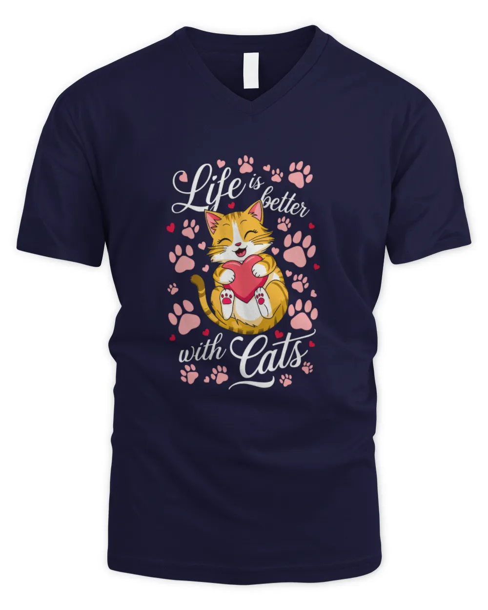 Womens Valentine's Cat Lover Life Is Better With Cats Kitten Long Sleeve
