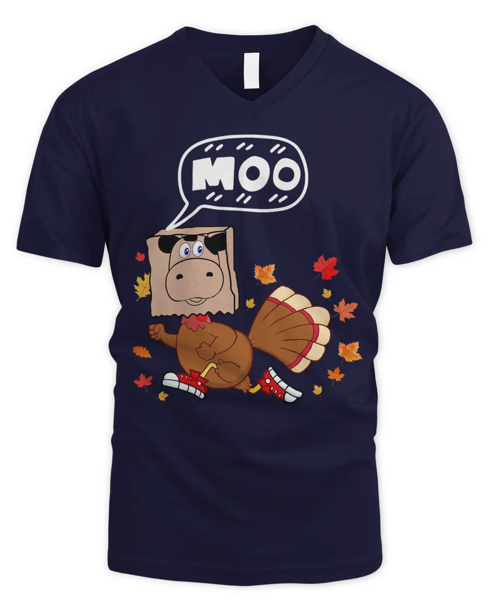 Thanksgiving 2022 Funny Fake Cow Moo Thanksgiving Turkey T-Shirt