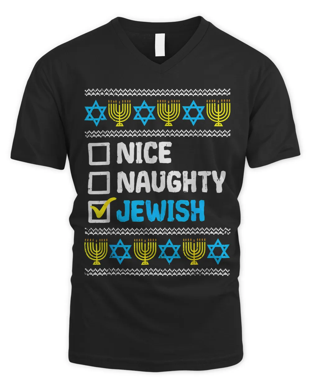 Nice Naughty Jewish Ugly Hanukkah Sweater Chanukah Jew Gift