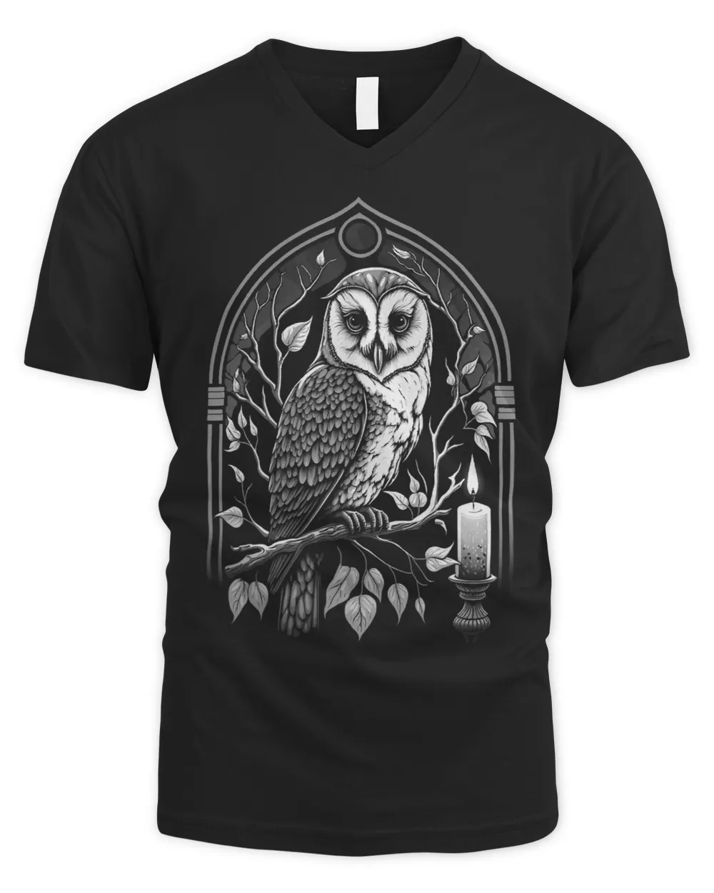 Wiccan Witch Owl With Candle Illustration Version 4 of 6