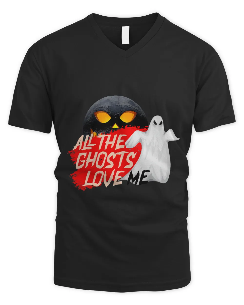 ALL THE GHOSTS LOVE ME with scary moon face in Halloween day