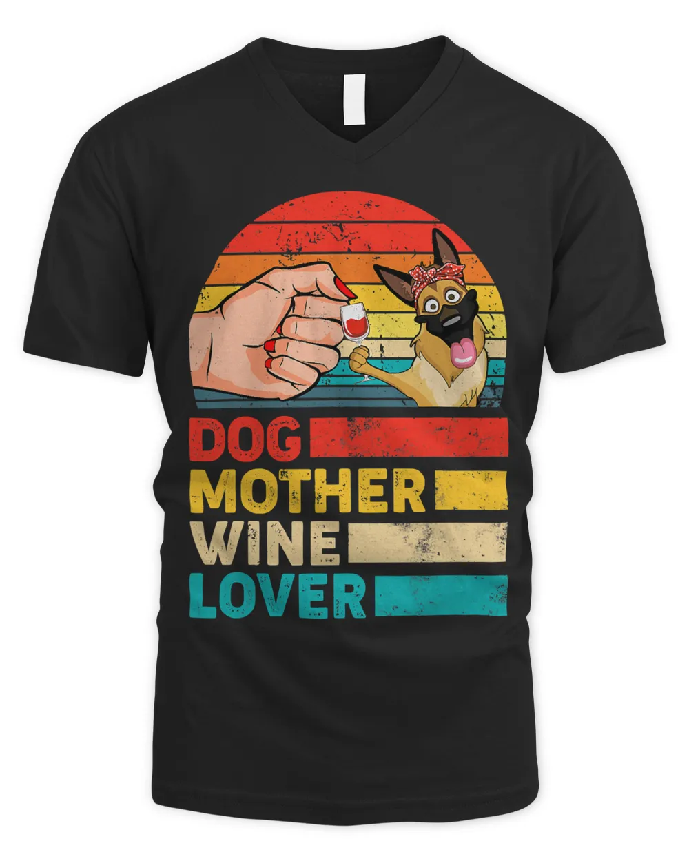 Retro Dog Mother Wine Lover German Shepherd Dog Mothers Day