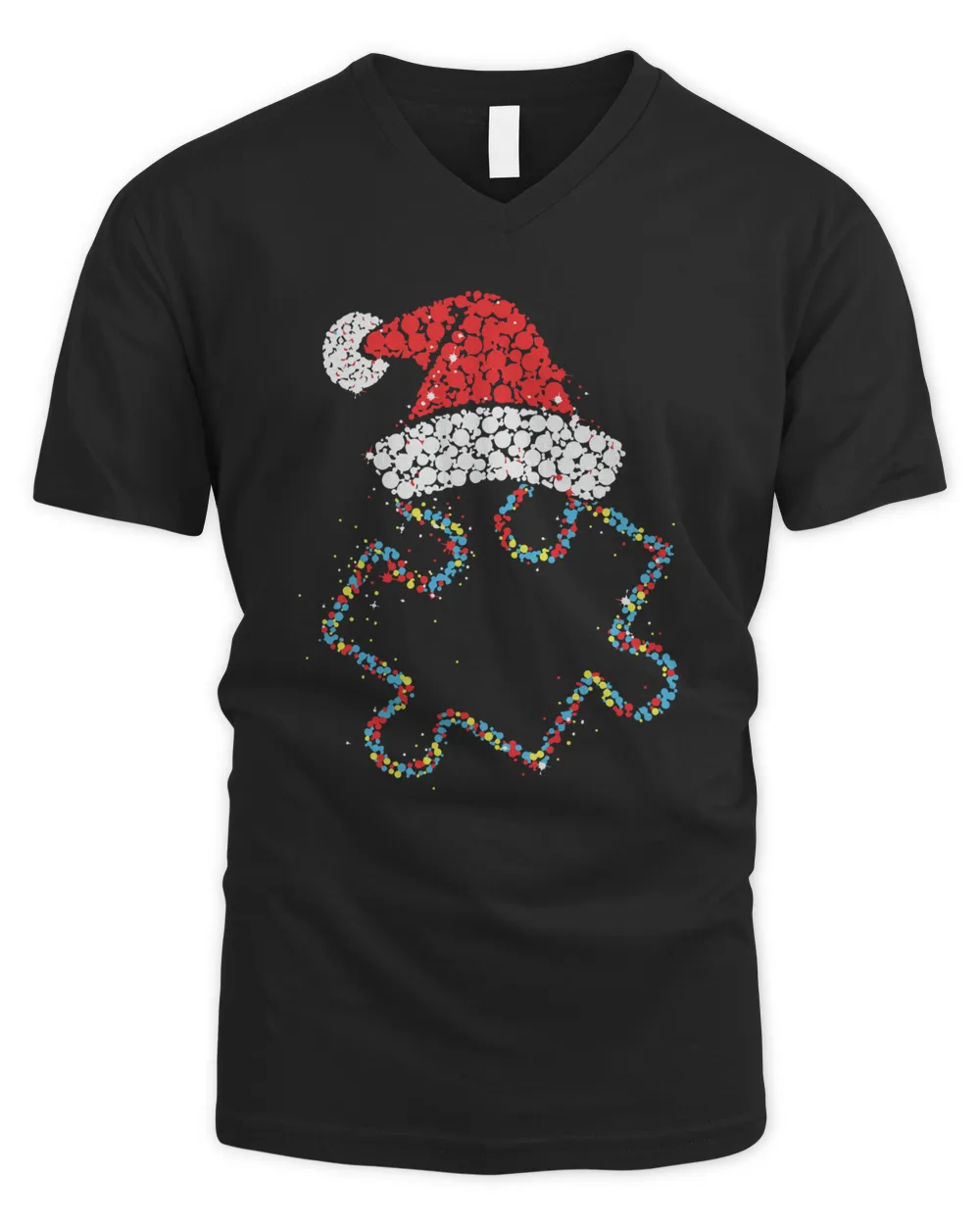 Santa Hat Autism Light Merry Christmas Shirt
