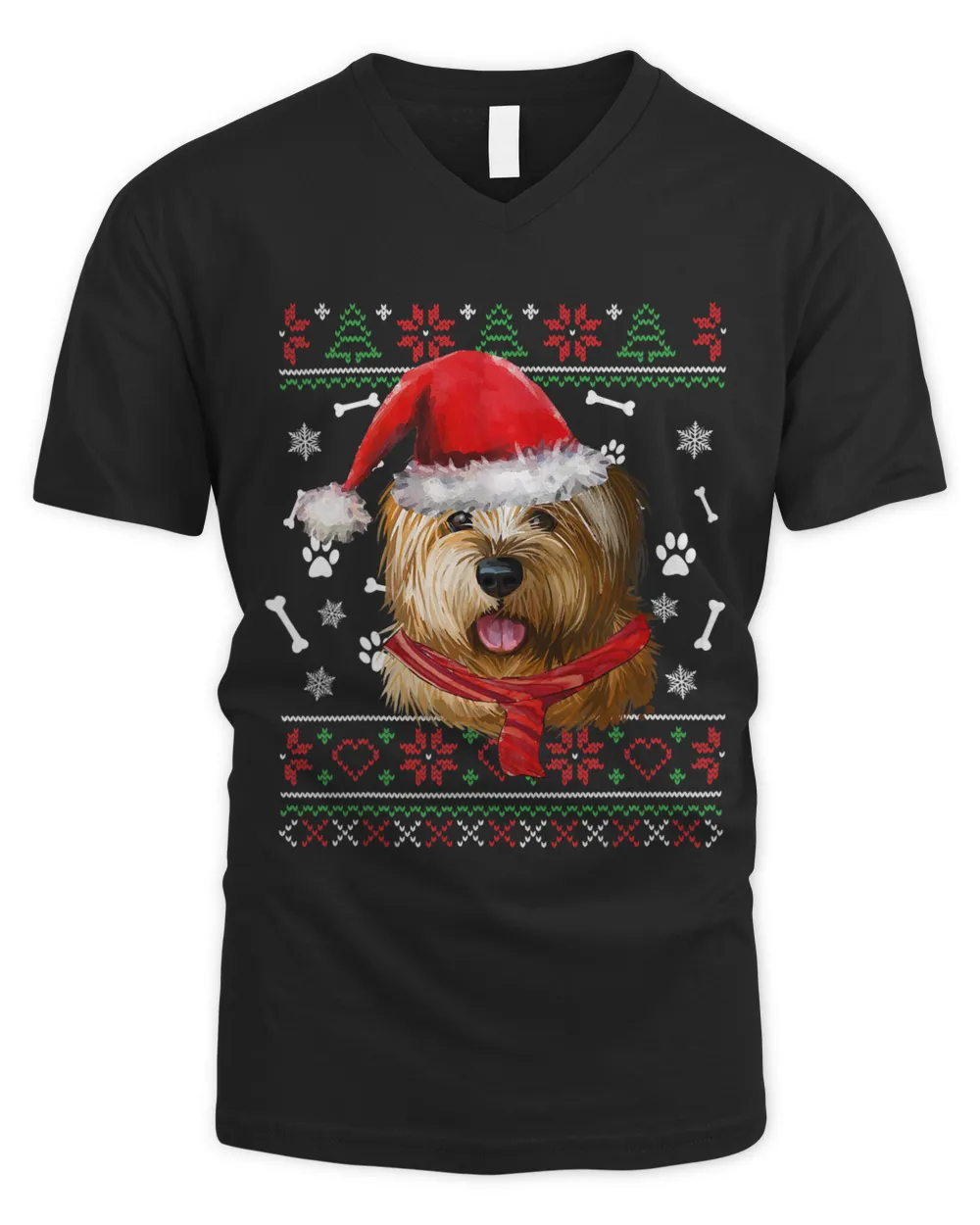 Ugly Sweater Christmas Norfolk Terrier Santa Hat Pajama Xmas