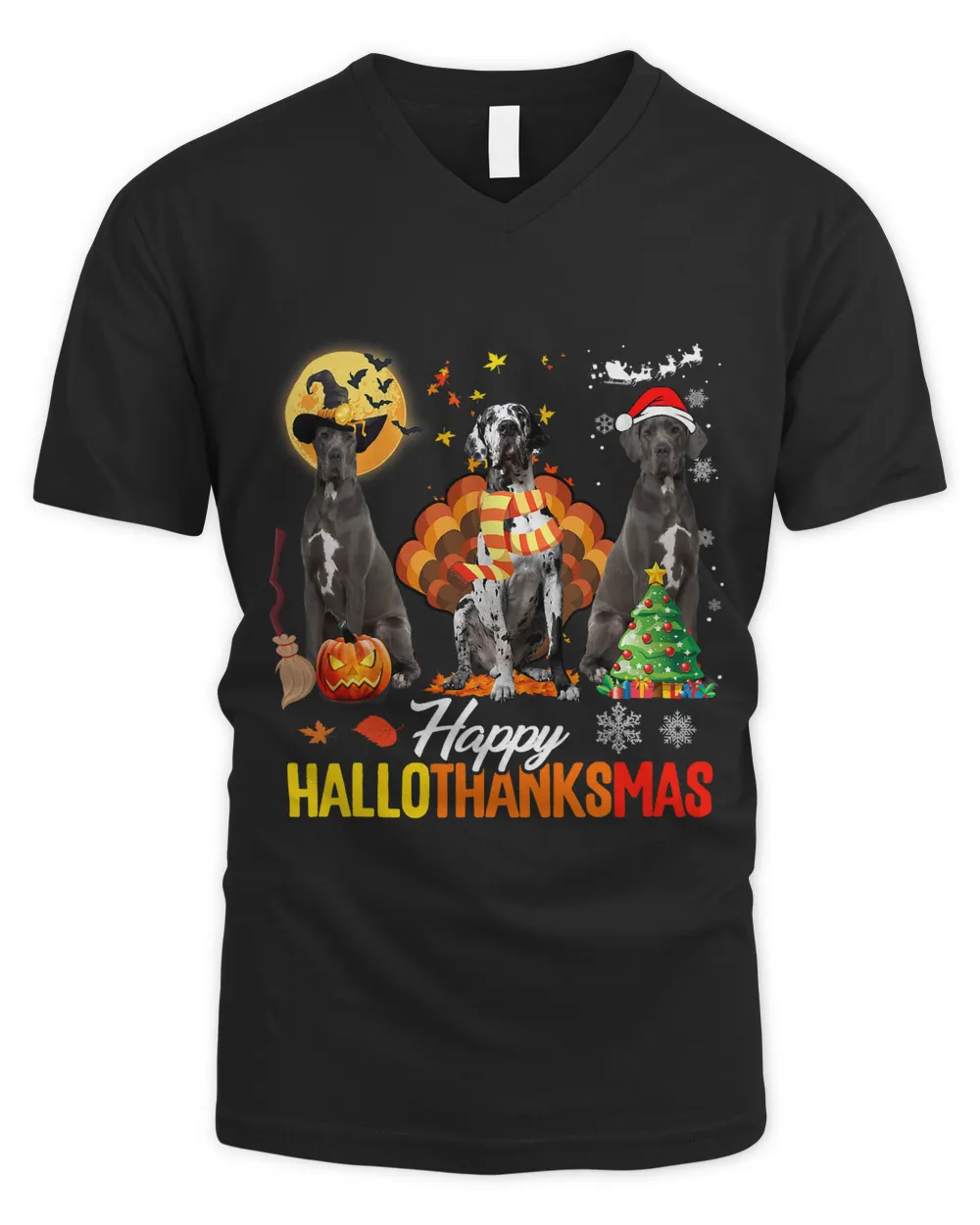 Great Dane Happy Hallothanksmas Halloween Thanksgiving Xmas 474