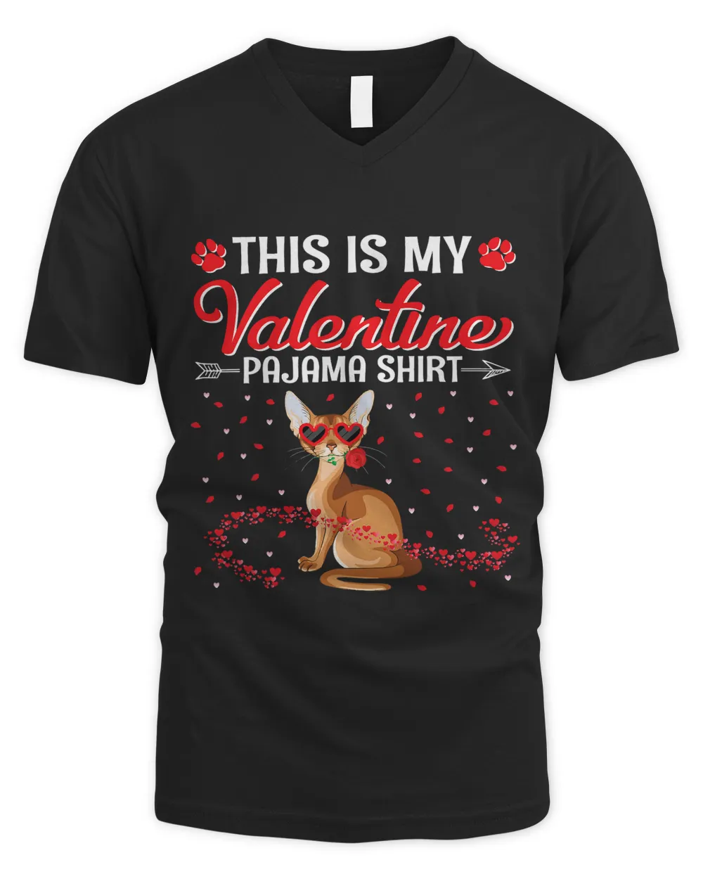ABYSSINIAN Cat With Rose Hearts This Is My Valentine Pajama