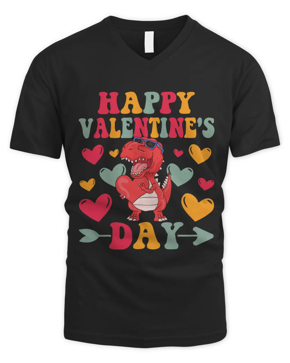 Happy Valentines Day Dinosaur Heart Love Groovy
