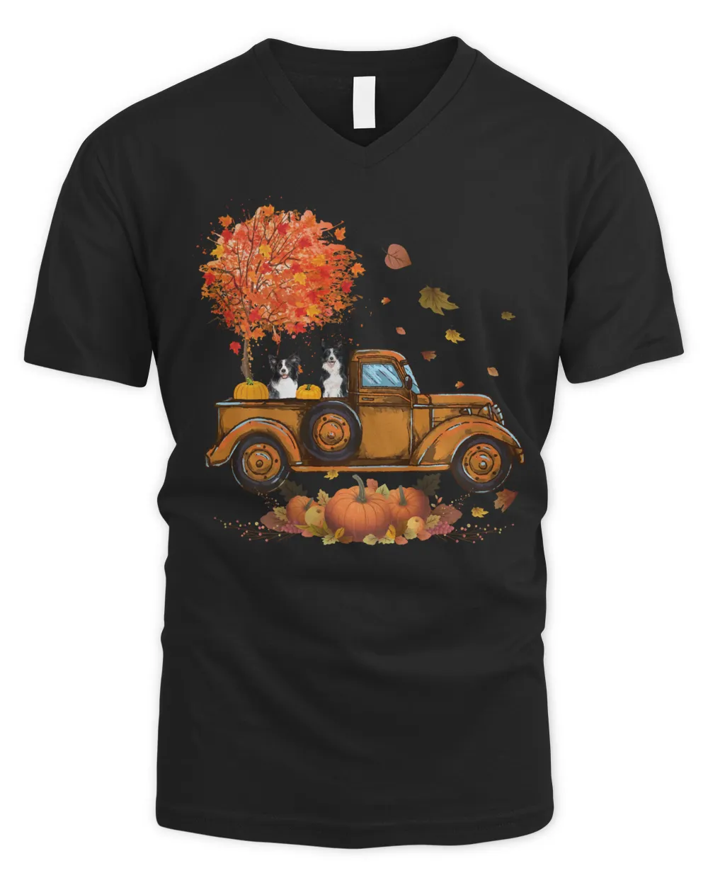 Border Collie Pumpkins Truck Autumn Leaf Fall thanksgiving Sweatshirt