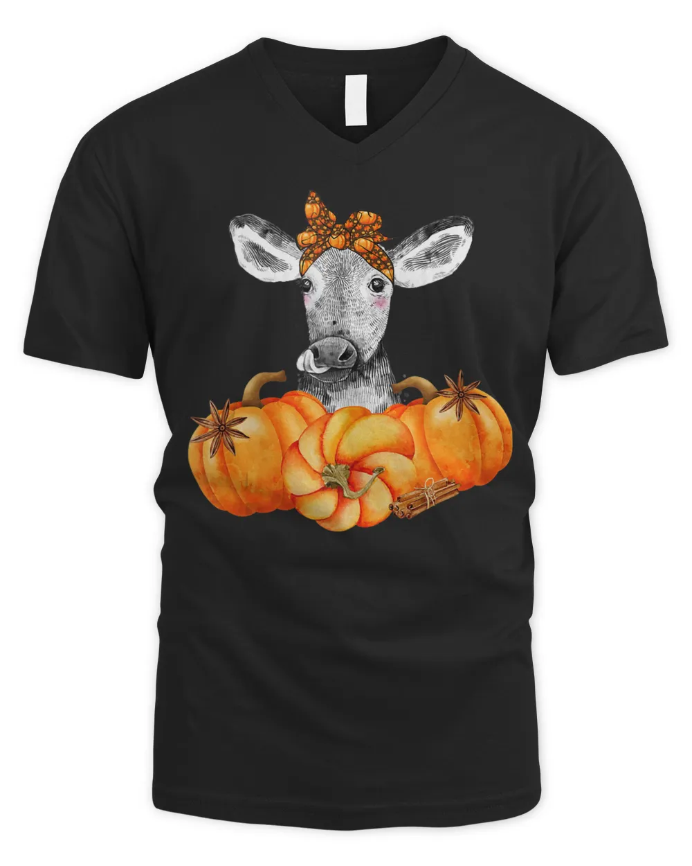 Fall Cow With Bandana Pumpkins Thanksgiving Autumn Heifer Tank Top