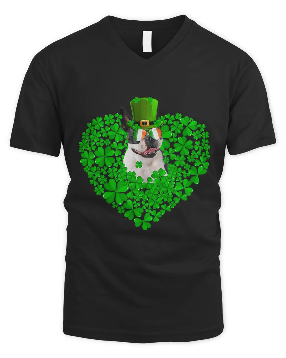 Cute St.Patrick's Day Irish Boston Terrier Shamrock T-Shirt