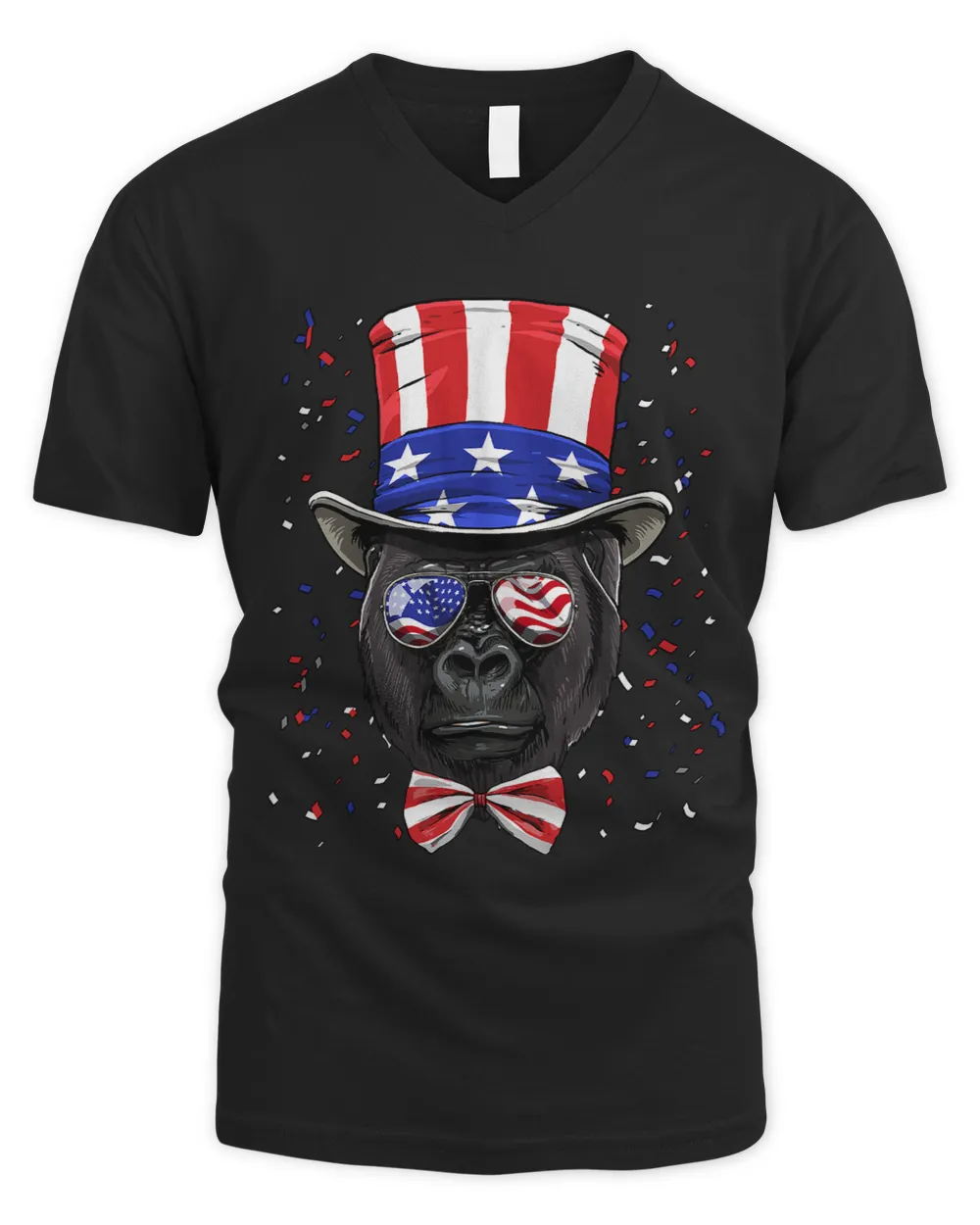 4th of July Patriotic Gorilla Wearing USA Flag Sunglasses 262