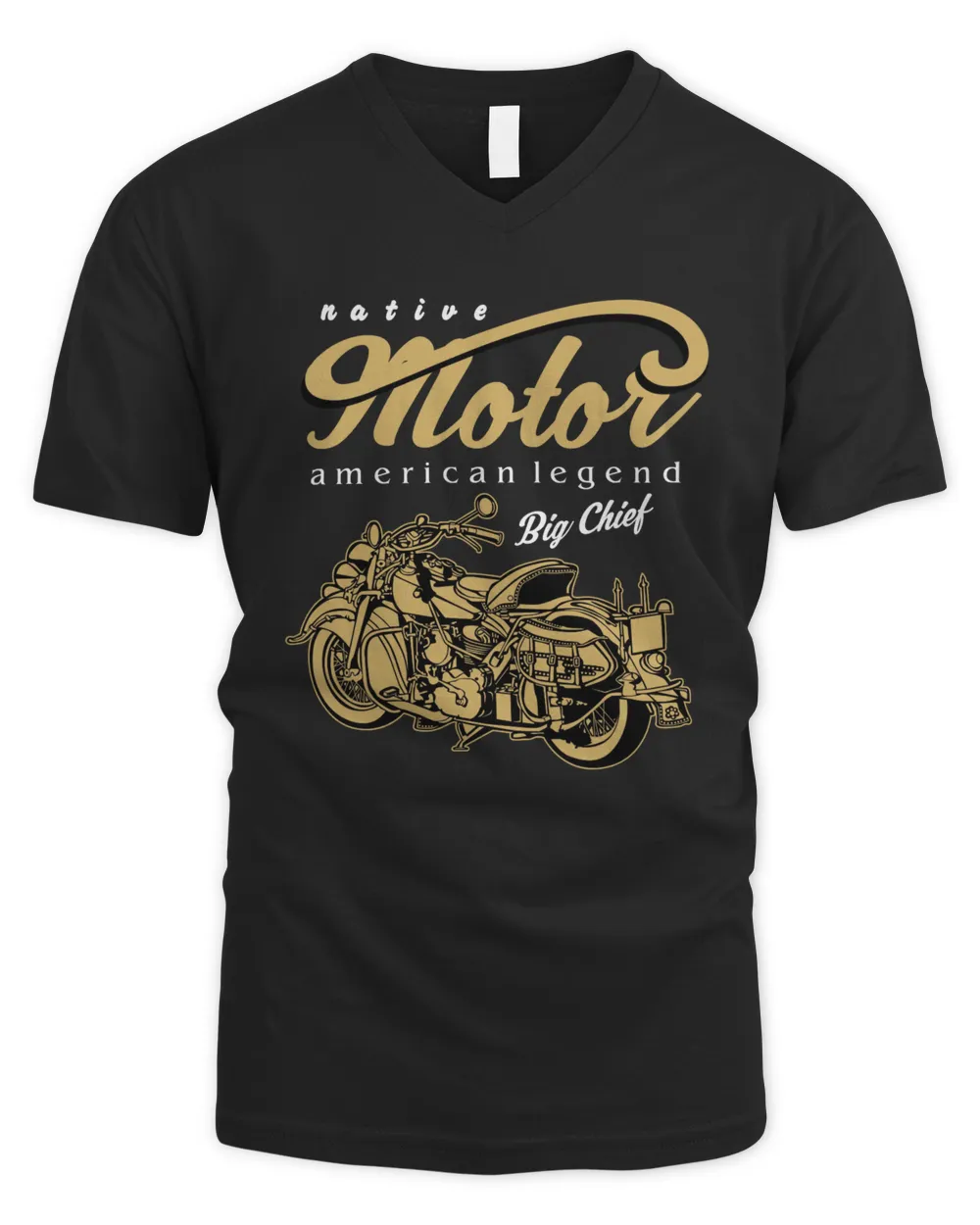 Native Motor Big Chief Men's V-Neck T-Shirt black s