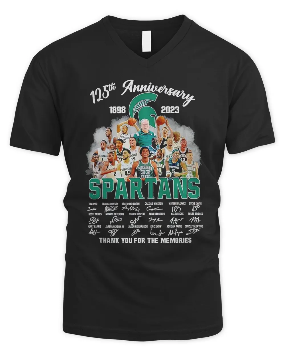 125th Anniversary 1898 – 2023 Spartans Thank You For The Memories T Shirt Men's V-Neck T-Shirt __black 