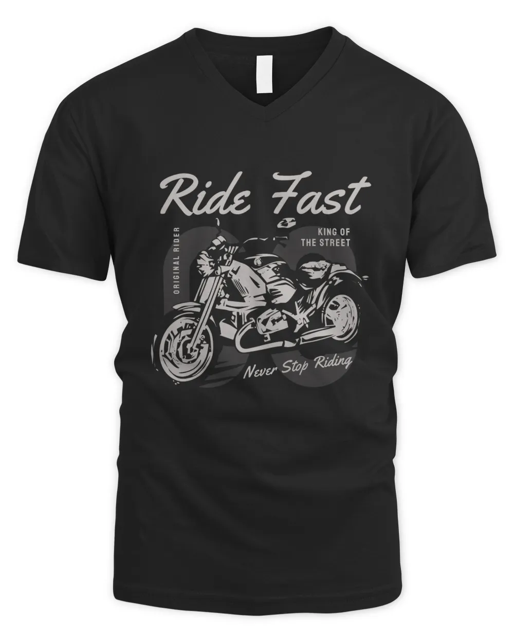 Ride Fast Never Stop Riding Men's V-Neck T-Shirt black s