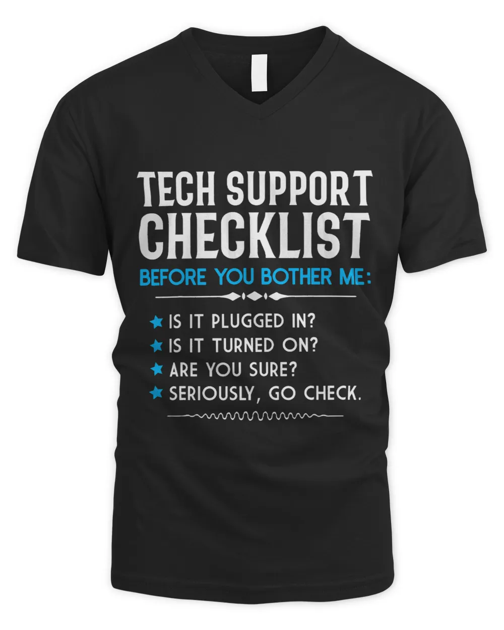 Tech Support Checklist Funny Computer Geek Sysadmin Men's V-Neck T-Shirt black s